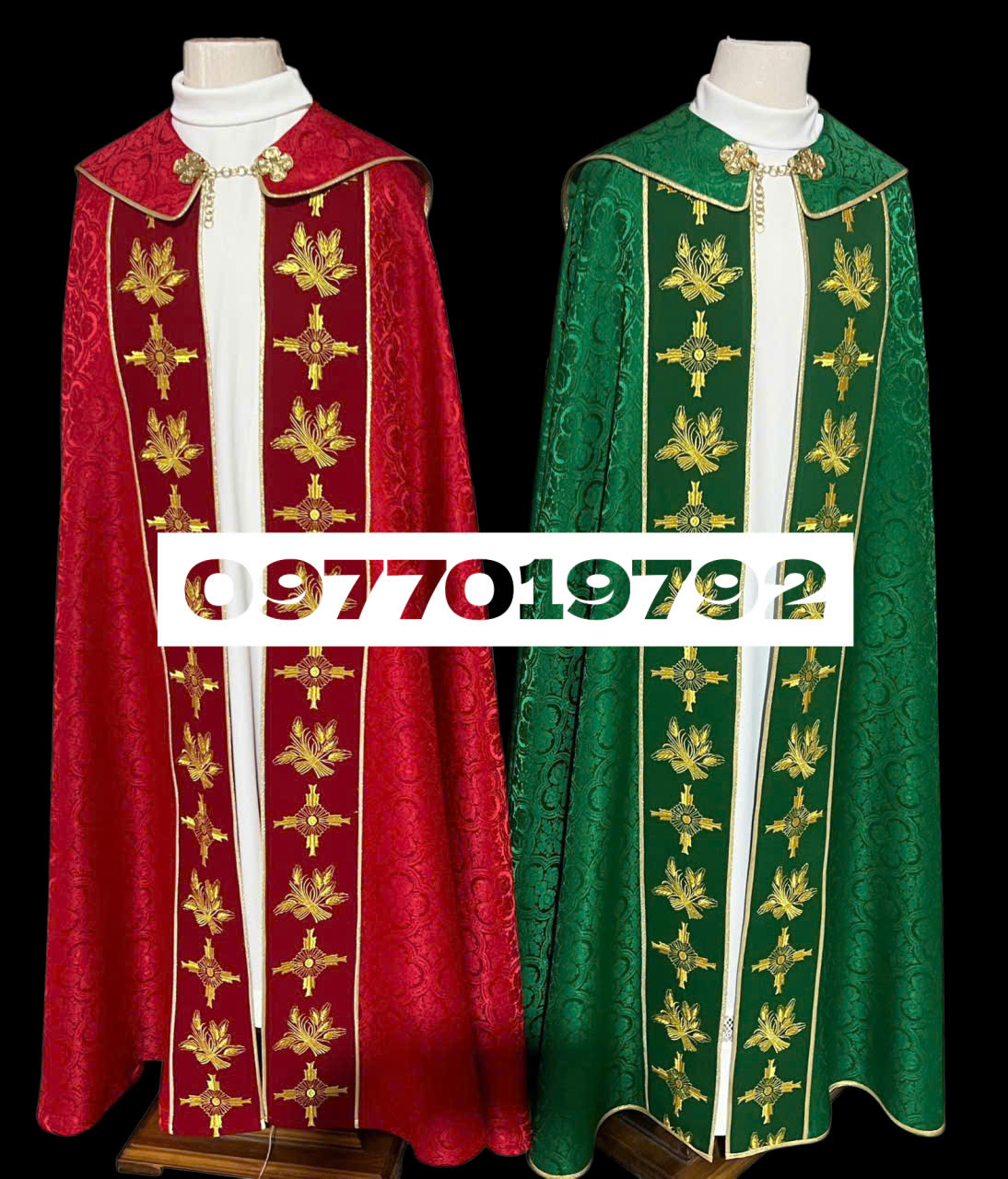Red and Green Brocade Fabric